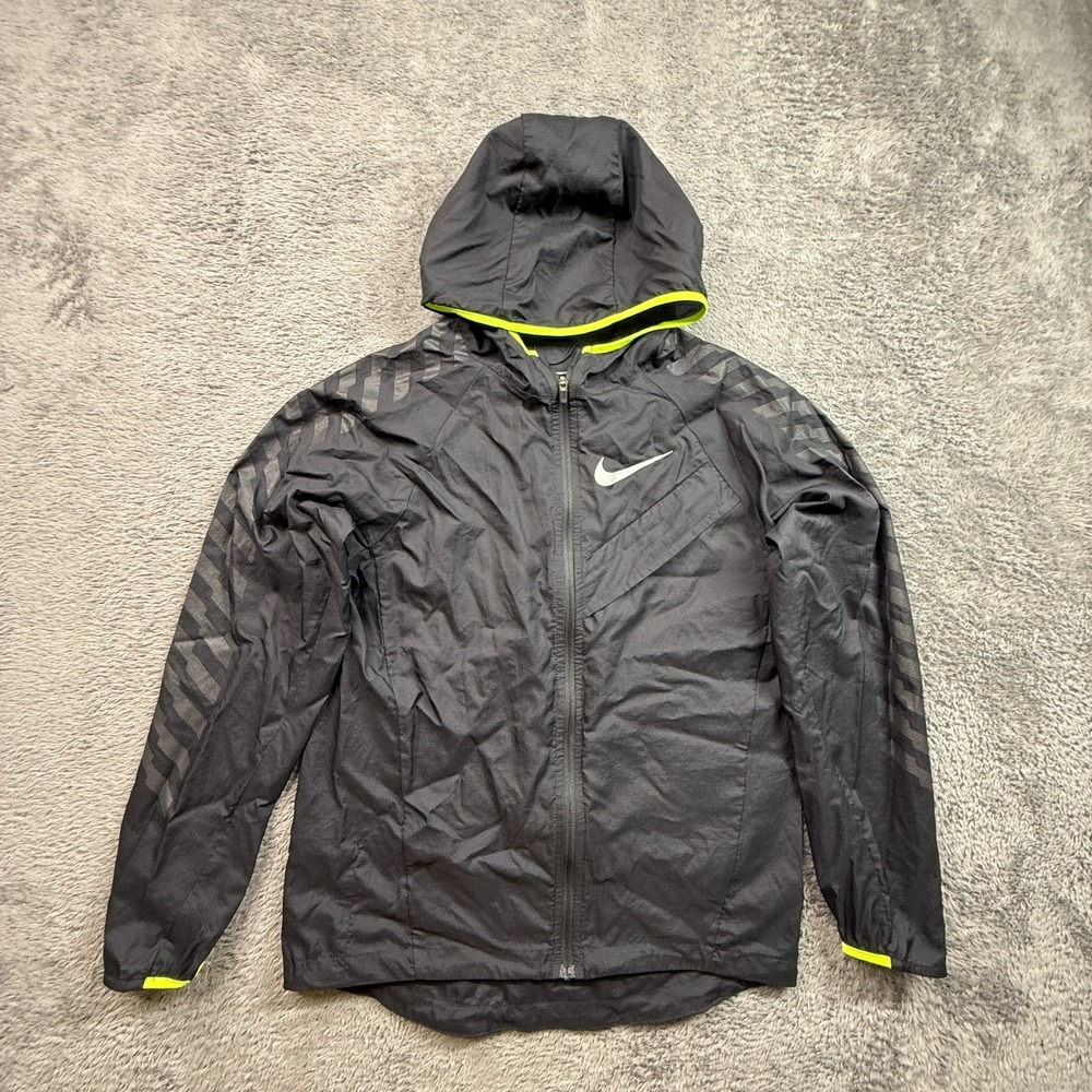 Nike Kids' Impossibly Light Hooded Running Jacket Black Medium Full Zip